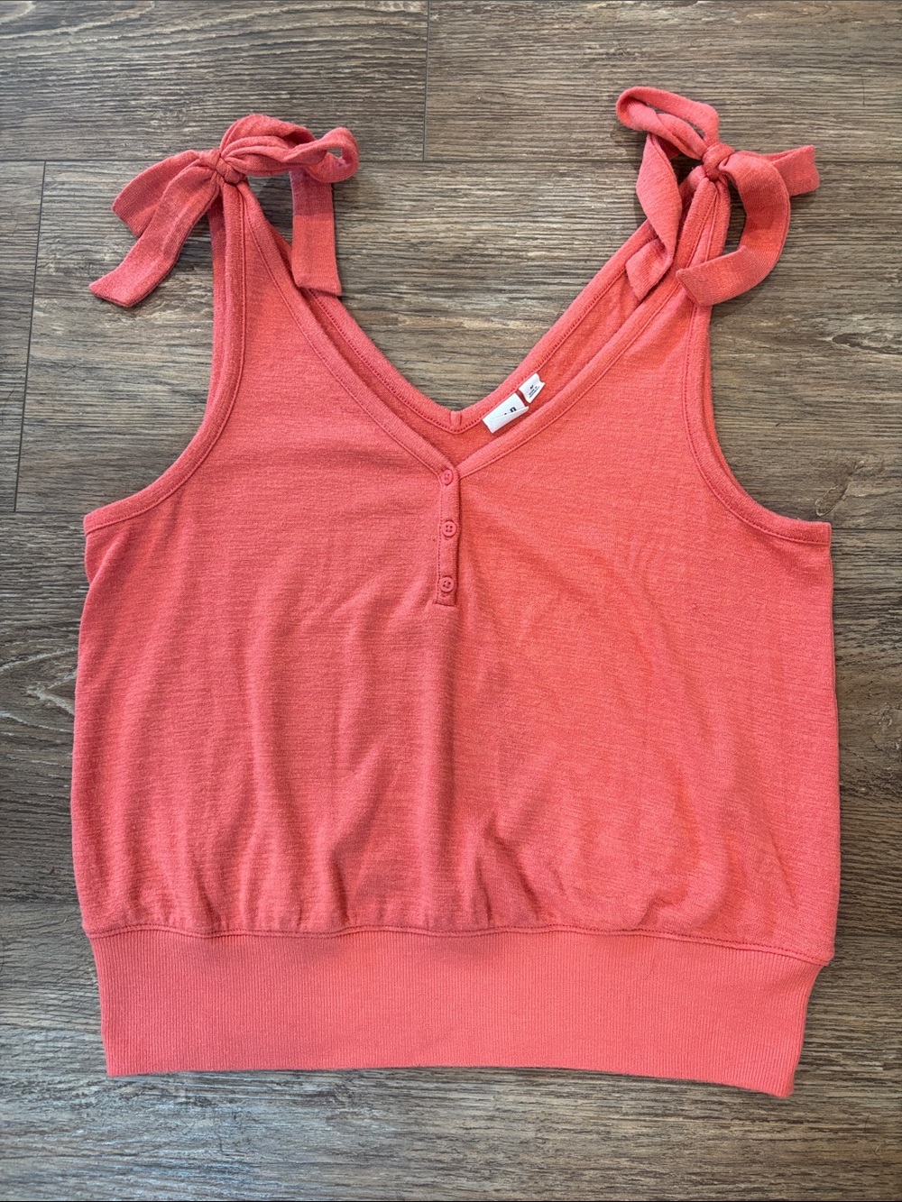 GAP Softspun Tie Strap Tank Top in Flamingo Coral Women's Size Medium